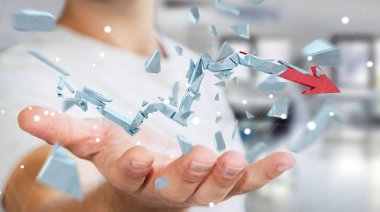 İşadamı kırık kriz ok 3d render ile