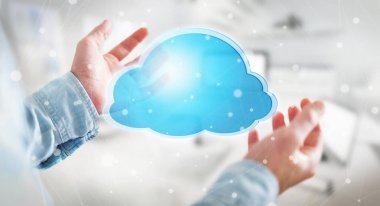 Dijital bulut 3d rendering kullanarak iş adamı