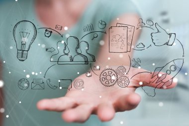 Holding ve dokunaklı el yazması proje presentati işkadını