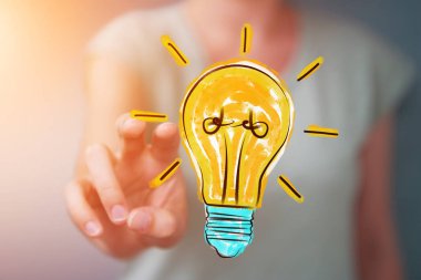 Holding ve bir ampul dokunmadan işkadını kroki