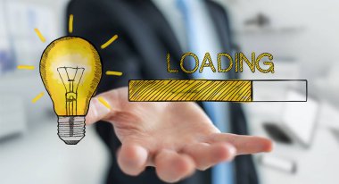 Holding ve yükleme kroki dokunmadan işadamı