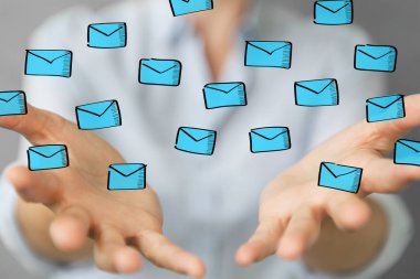 Holding ve yüzen dokunmadan işkadını kroki e-postaları