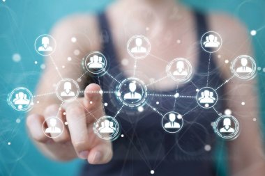 Sosyal ağ bağlantısı 3B oluşturmayı kullanarak iş kadını