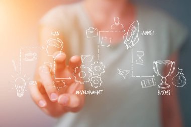 Onun han ile el yazması proje sunum kullanarak iş kadını