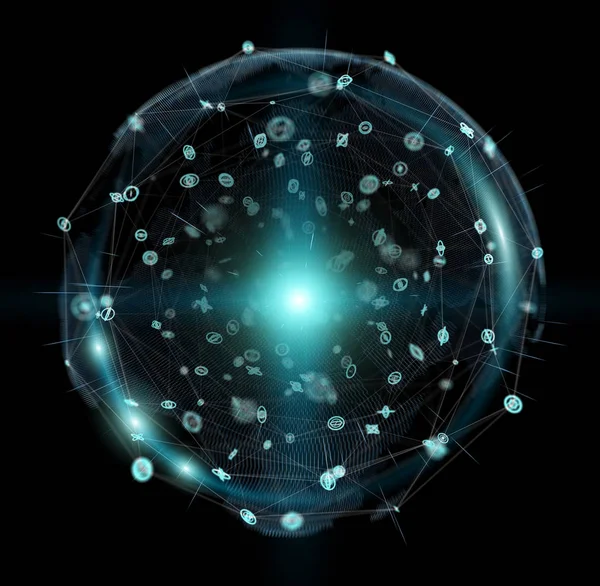 Hologram veriler dijital küre 3d render