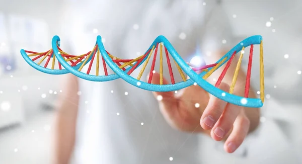 Geschäftsmann mit moderner DNA- Struktur 3D-Rendering — Stockfoto