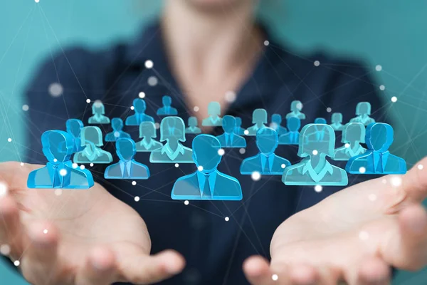 Holding ve 3d rendering grup mavi PE dokunmadan işkadını