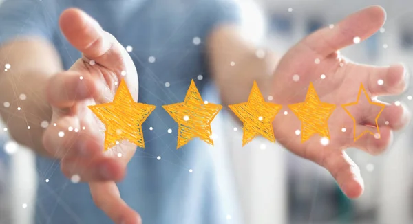 Businessman rating with hand drawn stars — Stock Photo, Image