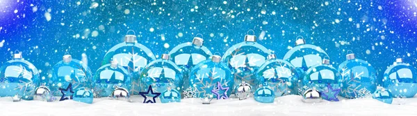 Bola de Navidad azul y blanco 3D renderizado —  Fotos de Stock