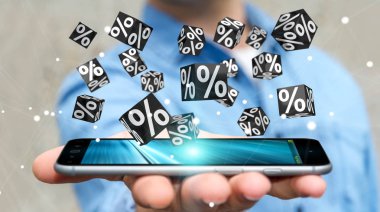 Siyah Cuma satış 3d render zevk iş adamı