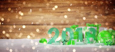 2018 yeni yıl arifesinde Noel baubles ve hediyeler 3d render ile