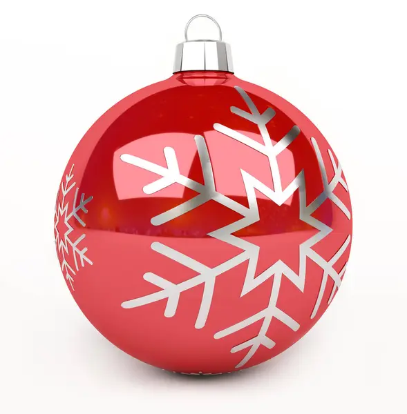 Bauble de Navidad rojo y blanco 3D renderizado —  Fotos de Stock