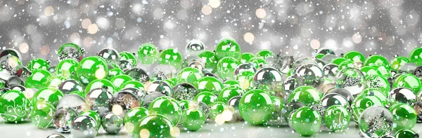 Groene en witte kerst kerstballen 3D-rendering — Stockfoto