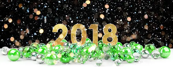 2018 Nouvel An avec Noël boules rendu 3D — Photo