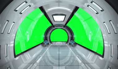 Uzay gemisi parlak iç 3d render ile