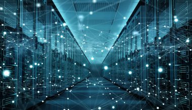 Sunucu odası Merkezi Cyber veriler 3B oluşturmayı alışverişi
