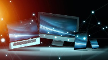 Modern dijital teknoloji aygıt 3d render birbirine bağlı