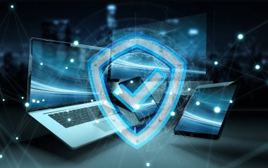 Virüsten koruma arabirim üzerinden modern teknoloji cihazlar 3d render