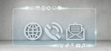 Modern iç 3d render simgeleri başvurun