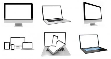 Modern dijital gümüş teknik aygıtı paketi 3d render