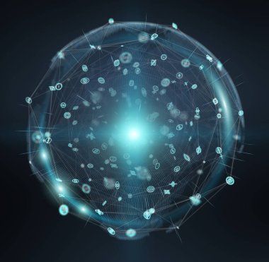 Hologram veriler dijital küre 3d render