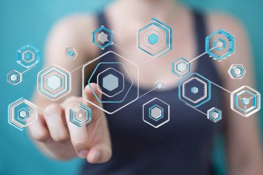 Bir siber saldırı 3d renderi engellemek için antivirus istimal iş kadını