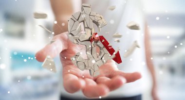 Dolar Döviz Alım 3d render patlayan ile iş adamı