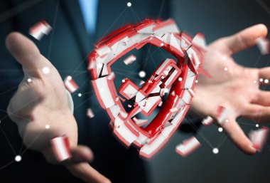 Güvenlik sonu 3d render karşı karşıya işadamı