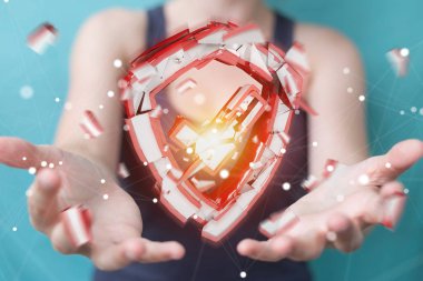 Güvenlik sonu 3d render karşı karşıya işkadını