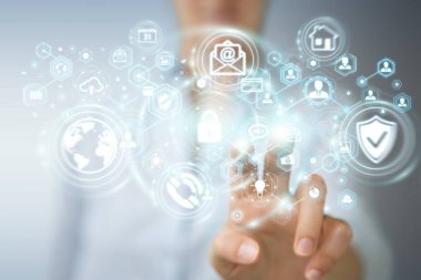 Onun veri kişisel bilgileri 3d render korumak işkadını