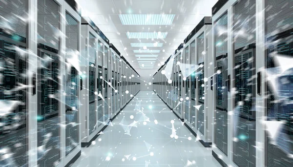 Server Room Center Austausch von Cyber-Daten 3D-Rendering — Stockfoto