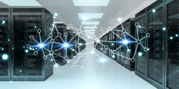 Server Room Center Austausch von Cyber-Daten 3D-Rendering — Stockfoto