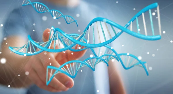 Geschäftsmann mit moderner DNA- Struktur 3D-Rendering — Stockfoto