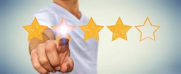 Geschäftsmann mit handgezeichneten Sternen — Stockfoto