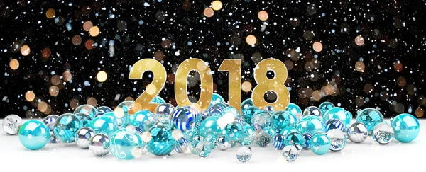 2018 Nouvel An avec Noël boules rendu 3D — Photo