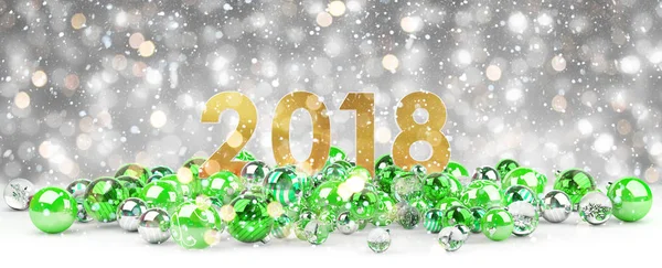 2018 nieuwe jaar vooravond met kerstballen 3D-rendering — Stockfoto