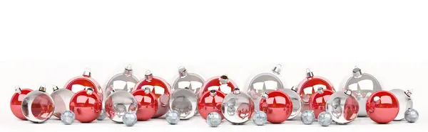 Rode en witte kerstballen rijtje van 3D-rendering — Stockfoto