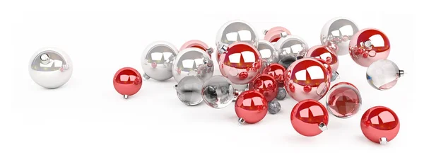 Boules de Noël rouges et blanches rendu 3D isolé — Photo