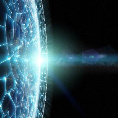 3d render bağlantılar sistem ve veri değişim gezegende toprak