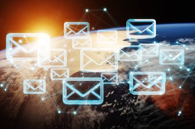 E-posta alışverişi Planet Earth 3d render