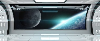 Uzay gemisi iç dünya üzerindeki manzaralı t 3d işleme öğeleri