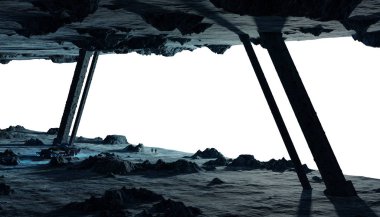 Astronotlar bir asteroit uzay gemisi 3d işleme öğeleri keşfetmek