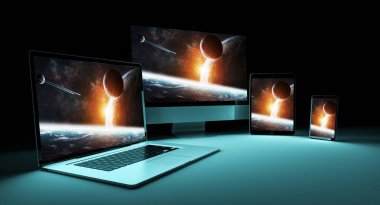 Modern dijital gümüş teknik cihaz 3d render