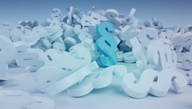yere düşen 3d render hukuk paragraf simgeler