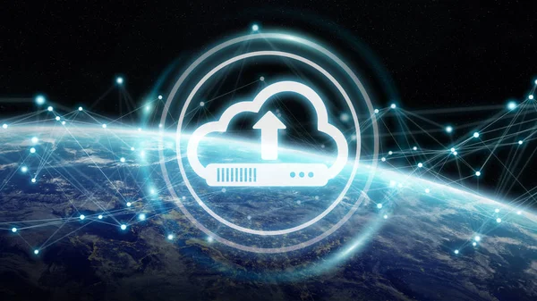 Cloud numérique sur la planète Terre rendu 3D — Photo