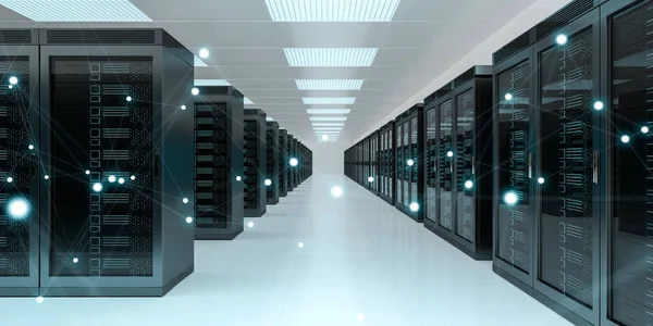 Server Room Center Austausch von Cyber-Daten 3D-Rendering — Stockfoto