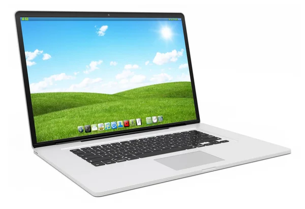 Modernes silbernes Laptop 3D-Rendering — Stockfoto