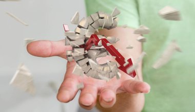 Euro para birimi cinsinden 3d render patlayan ile iş adamı