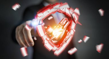 Güvenlik sonu 3d render karşı karşıya işadamı