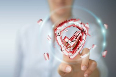 Güvenlik sonu 3d render karşı karşıya işkadını